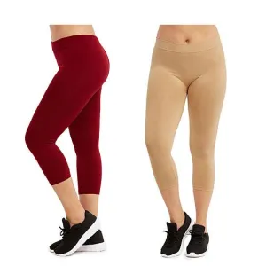 2-Pack: Plus Size Women's Ultra-Soft High Waisted Capri Leggings