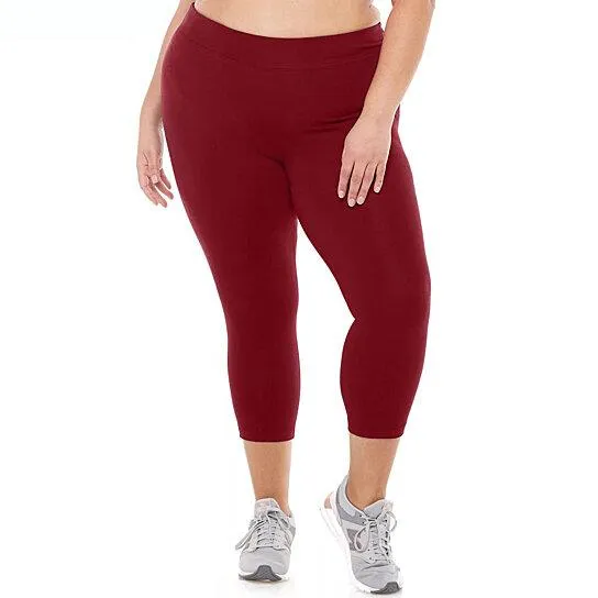 2-Pack: Plus Size Women's Ultra-Soft High Waisted Capri Leggings