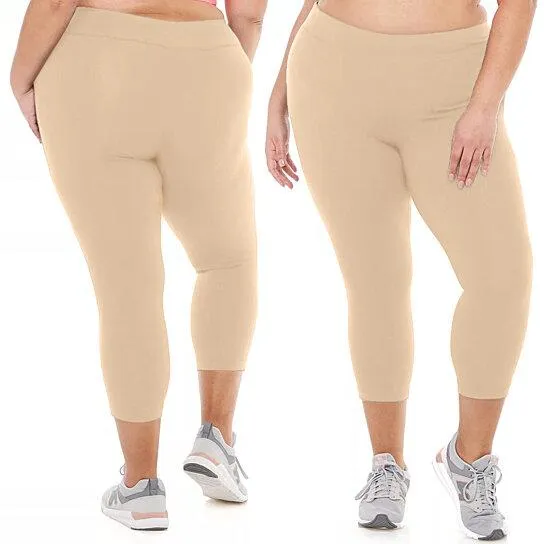 2-Pack: Plus Size Women's Ultra-Soft High Waisted Capri Leggings