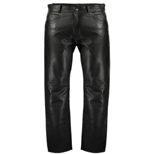 Black Classic Fitted Biker Cowhide Leather Trousers Motorcycle