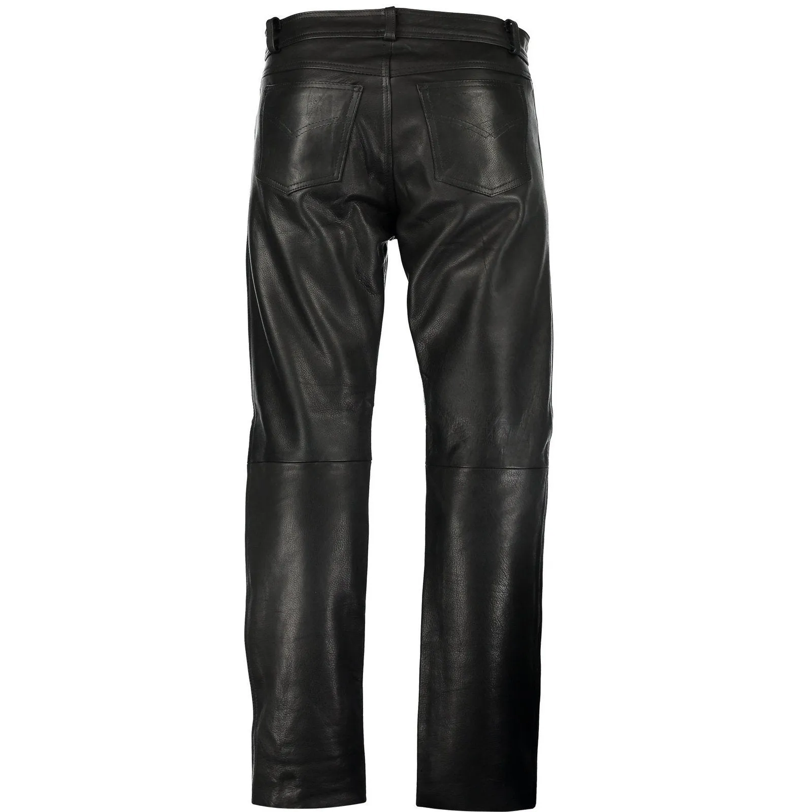 Black Classic Fitted Biker Cowhide Leather Trousers Motorcycle