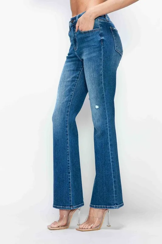 Blue Zone Planet |  bytos Full Size High Rise Bootcut Jeans with Pockets