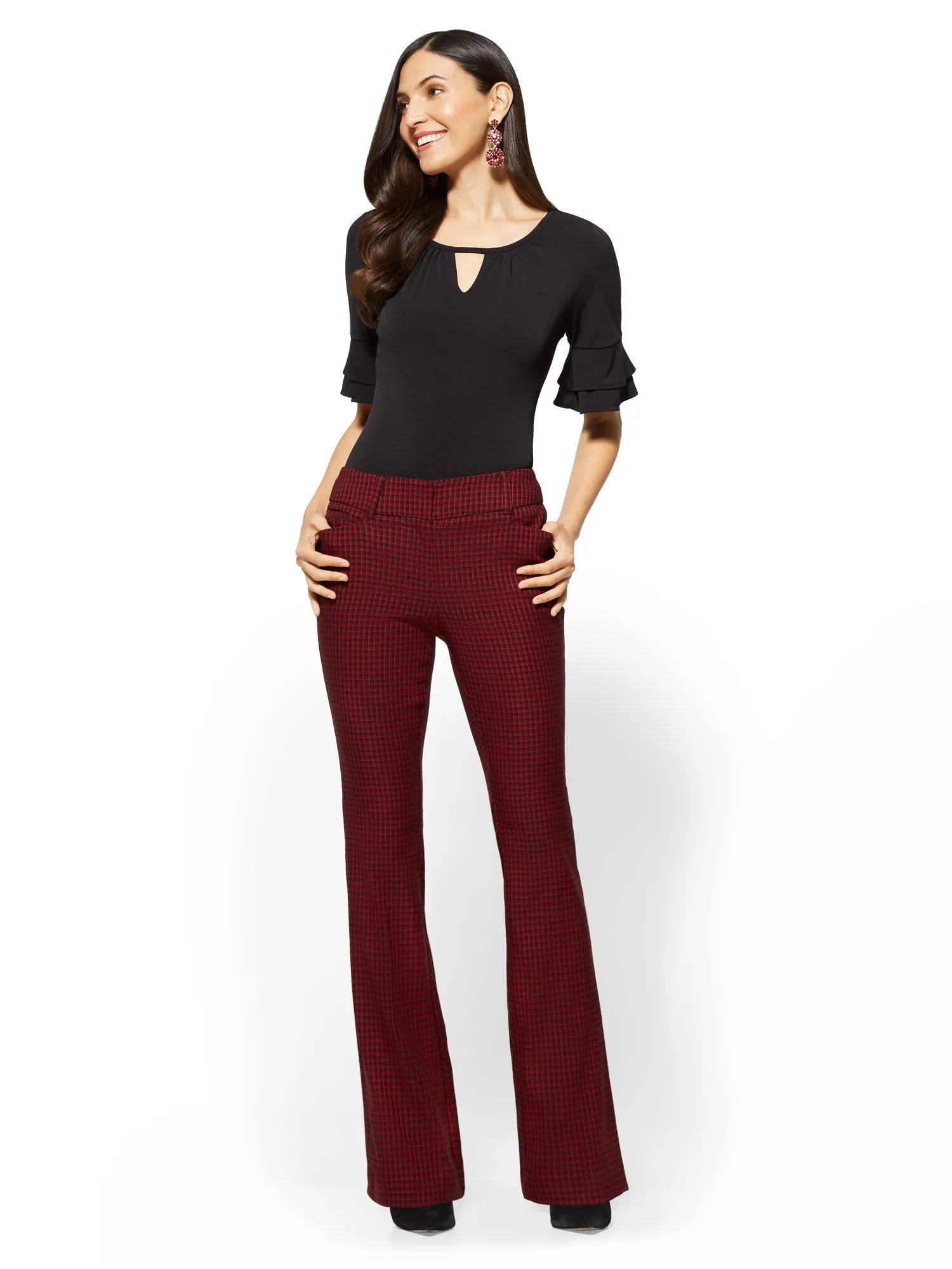Bootcut Pant - Modern Fit - Check Print - 7th Avenue