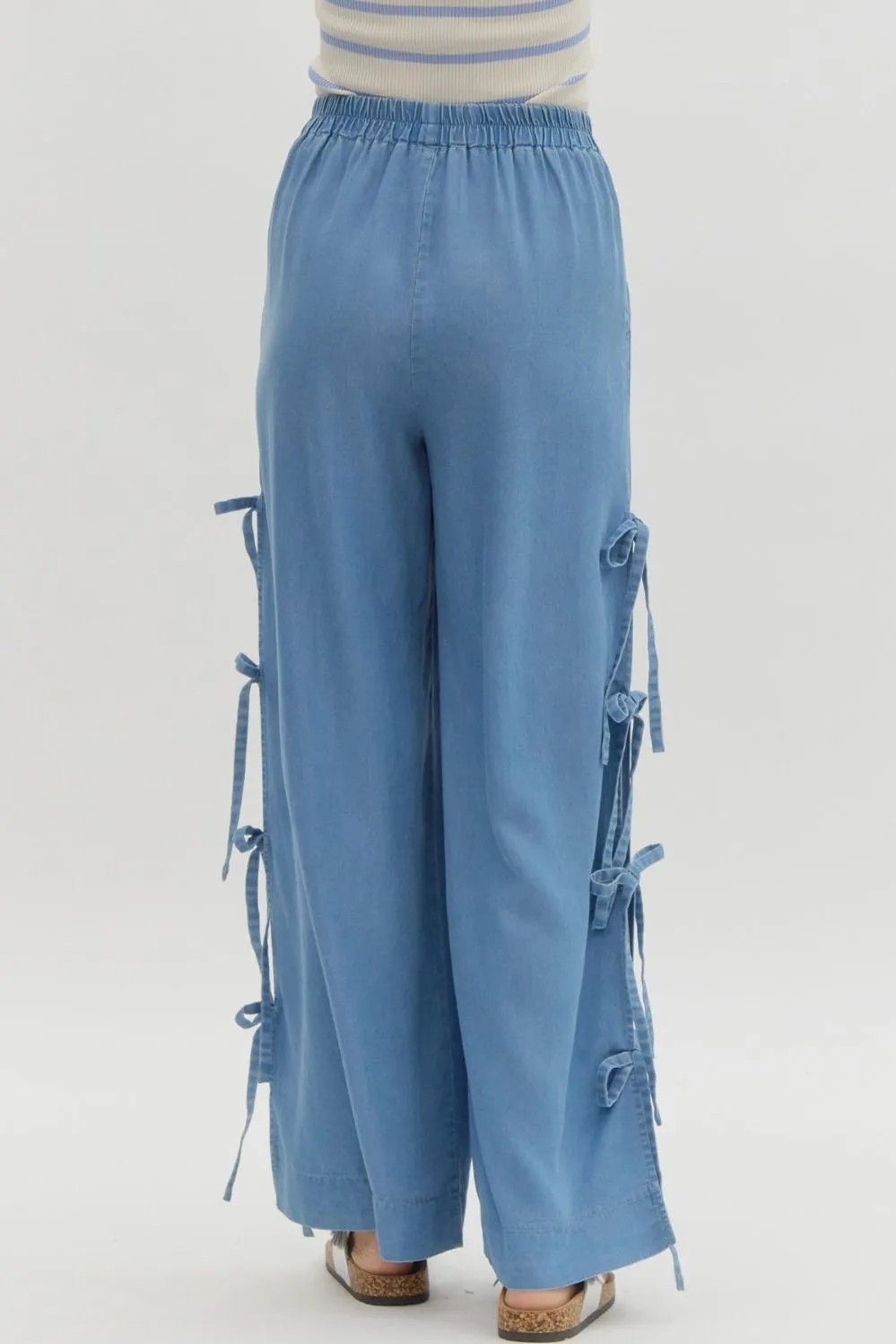 Bring on the Bows Denim Flowy Pants