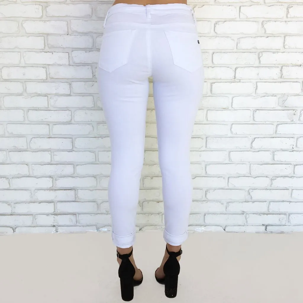 Chloe Distressed Skinny Pants in White