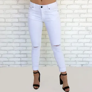 Chloe Distressed Skinny Pants in White