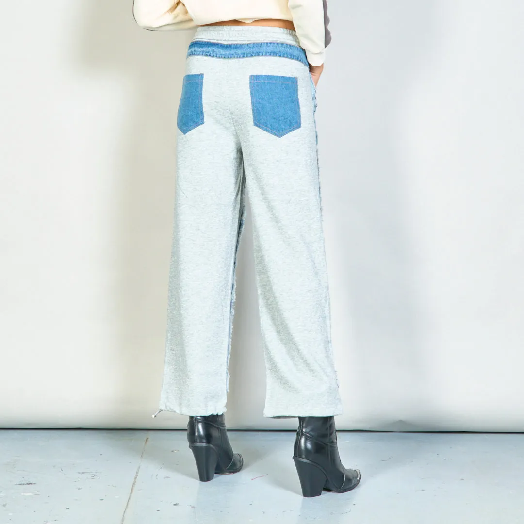 Distressed denim jogger pants with elastic waist wholesale