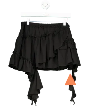 Ego Black Mid Rise Frill Distressed Detail Mini Skirt UK 8
