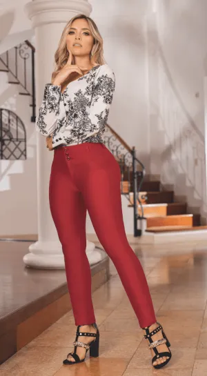 Fitted Dress Pants for Women (Red)