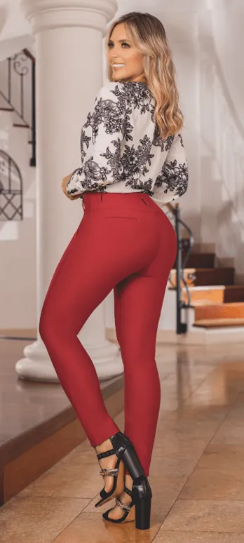 Fitted Dress Pants for Women (Red)