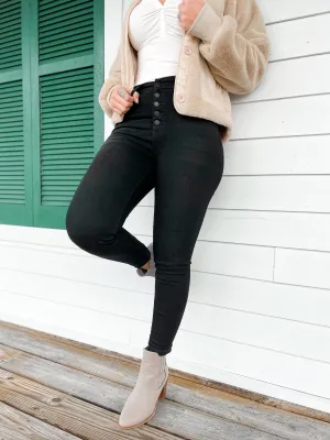 Judy Blue Jet Black Button Fly High Rise Skinny Jeans