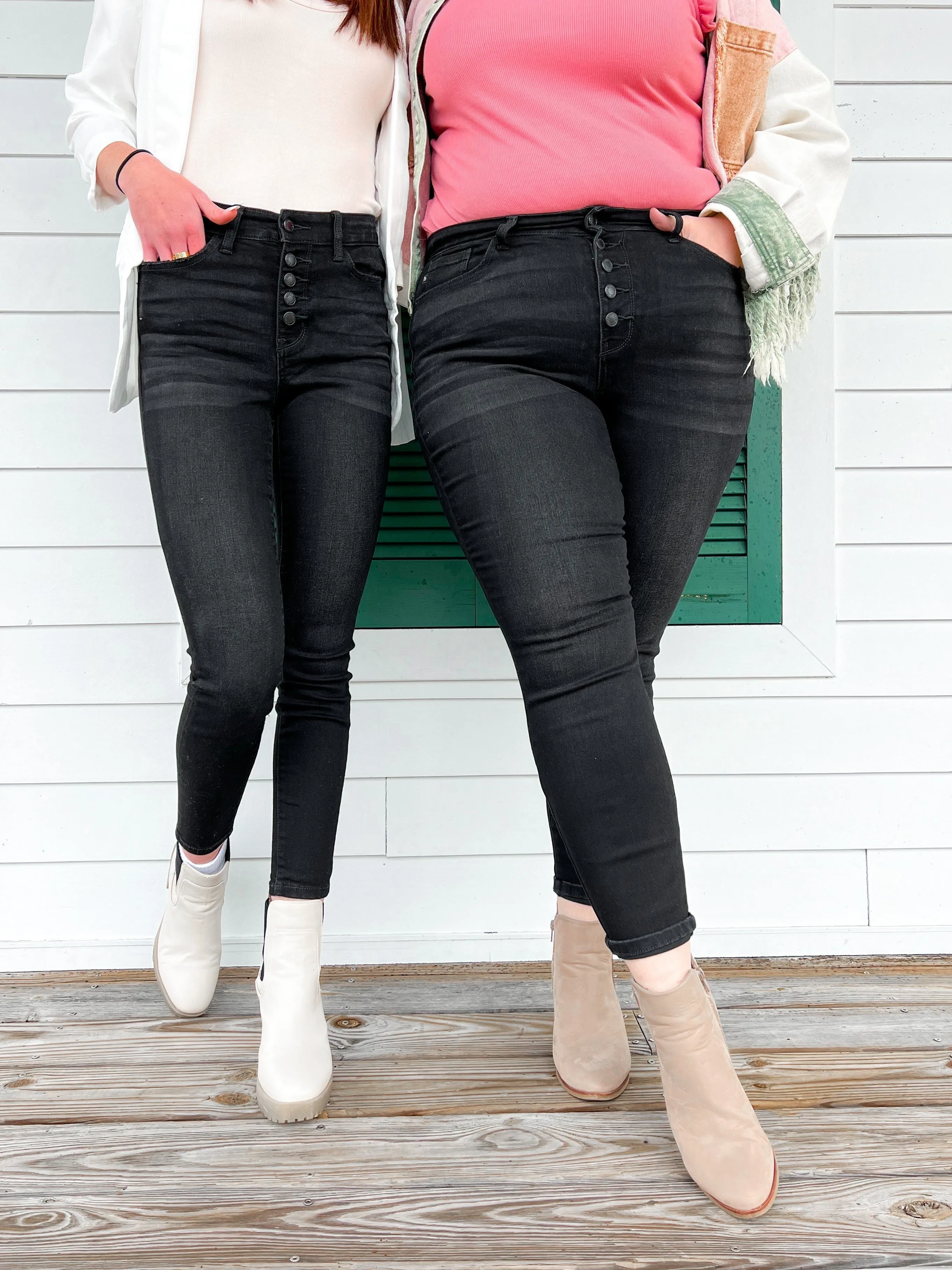 Judy Blue Jet Black Button Fly High Rise Skinny Jeans
