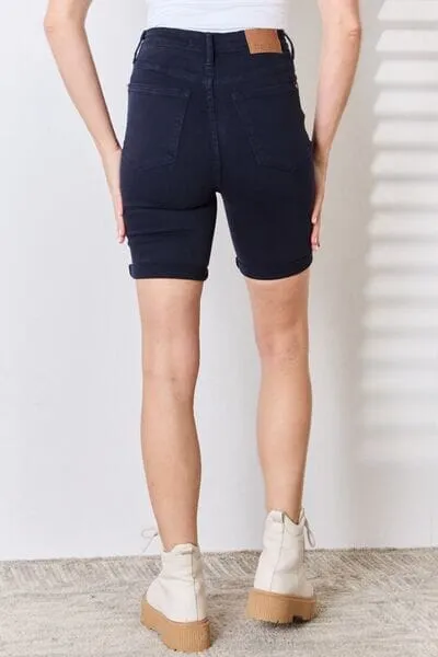 Judy Blue Navy Blue High Waist Tummy Control Bermuda Shorts