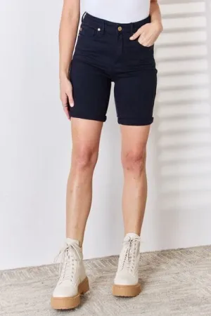 Judy Blue Navy Blue High Waist Tummy Control Bermuda Shorts
