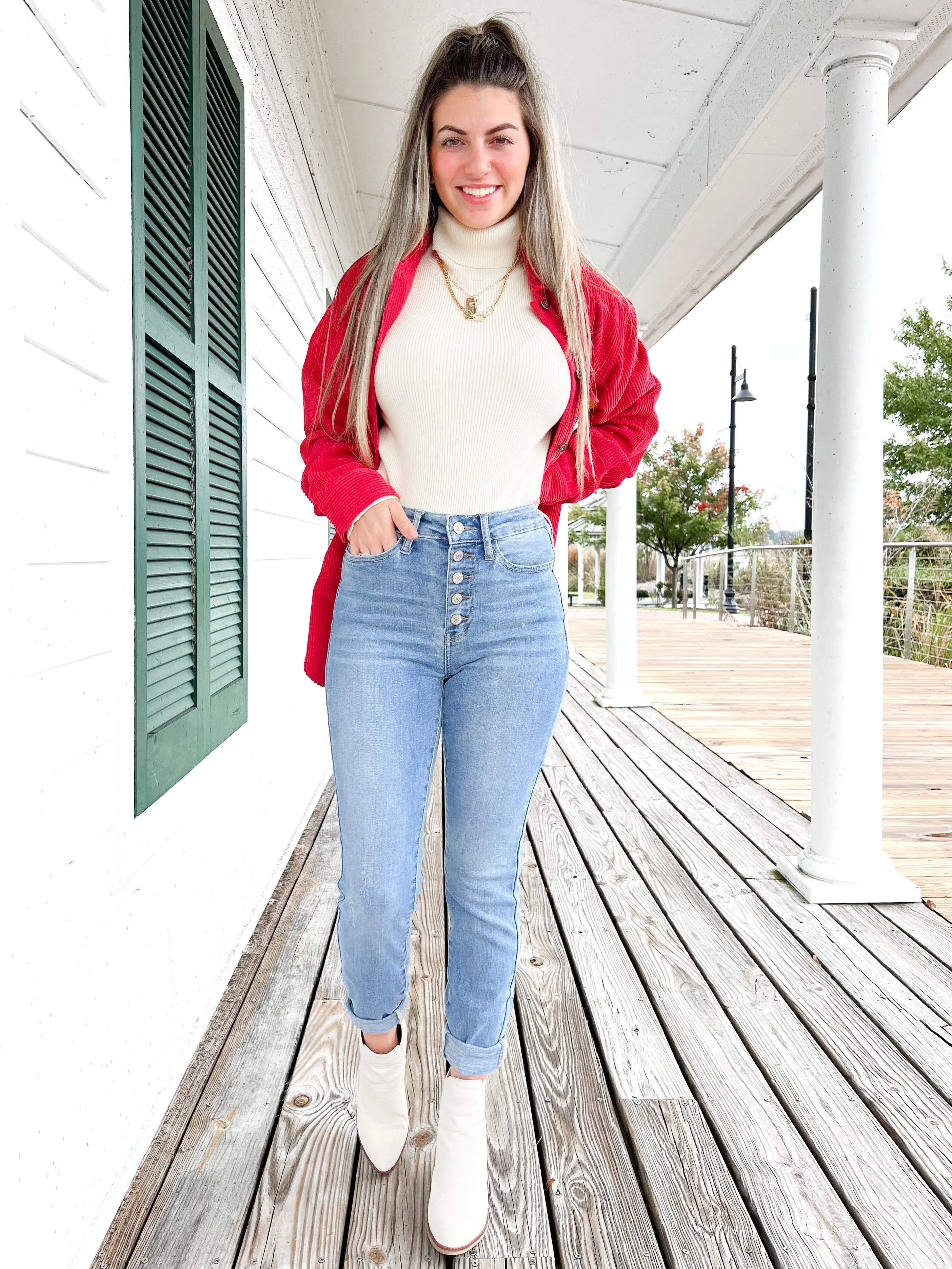 Judy Blue  North Shore Light Wash High Rise Button Fly Skinny Jeans