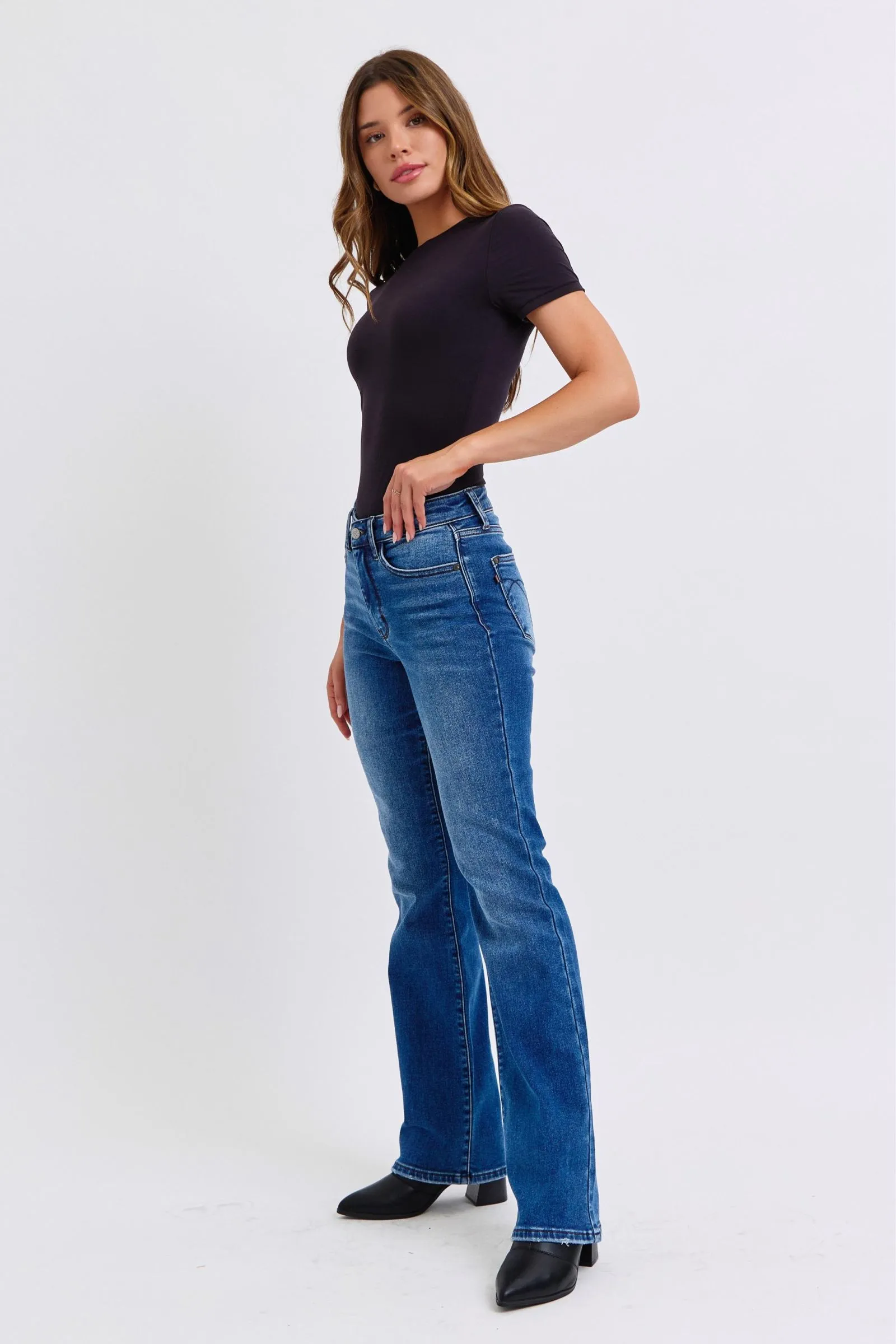 Mid-Rise Bootcut Jeans with Thermal Lining