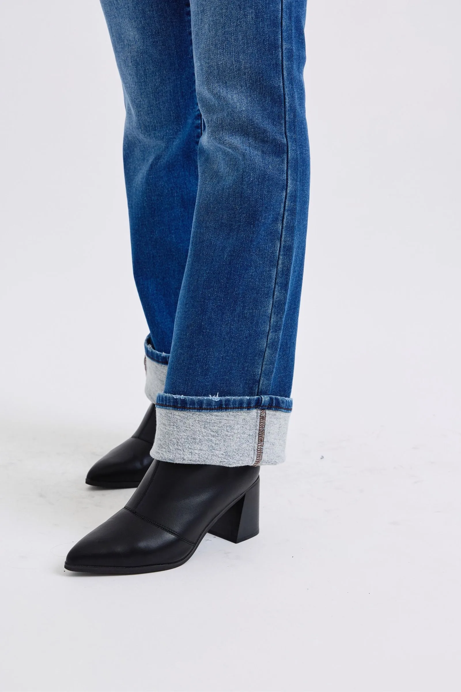 Mid-Rise Bootcut Jeans with Thermal Lining