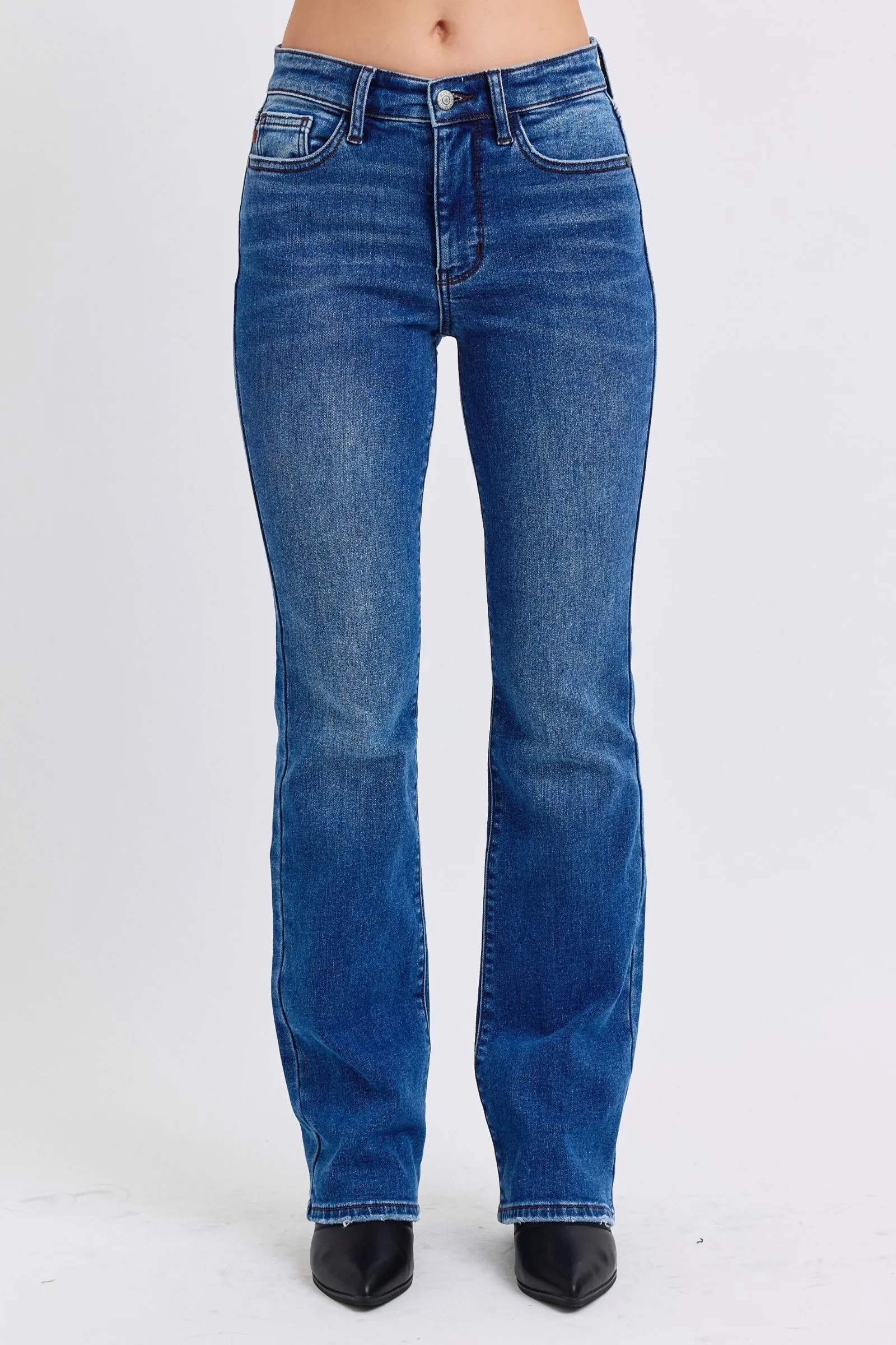 Mid-Rise Bootcut Jeans with Thermal Lining