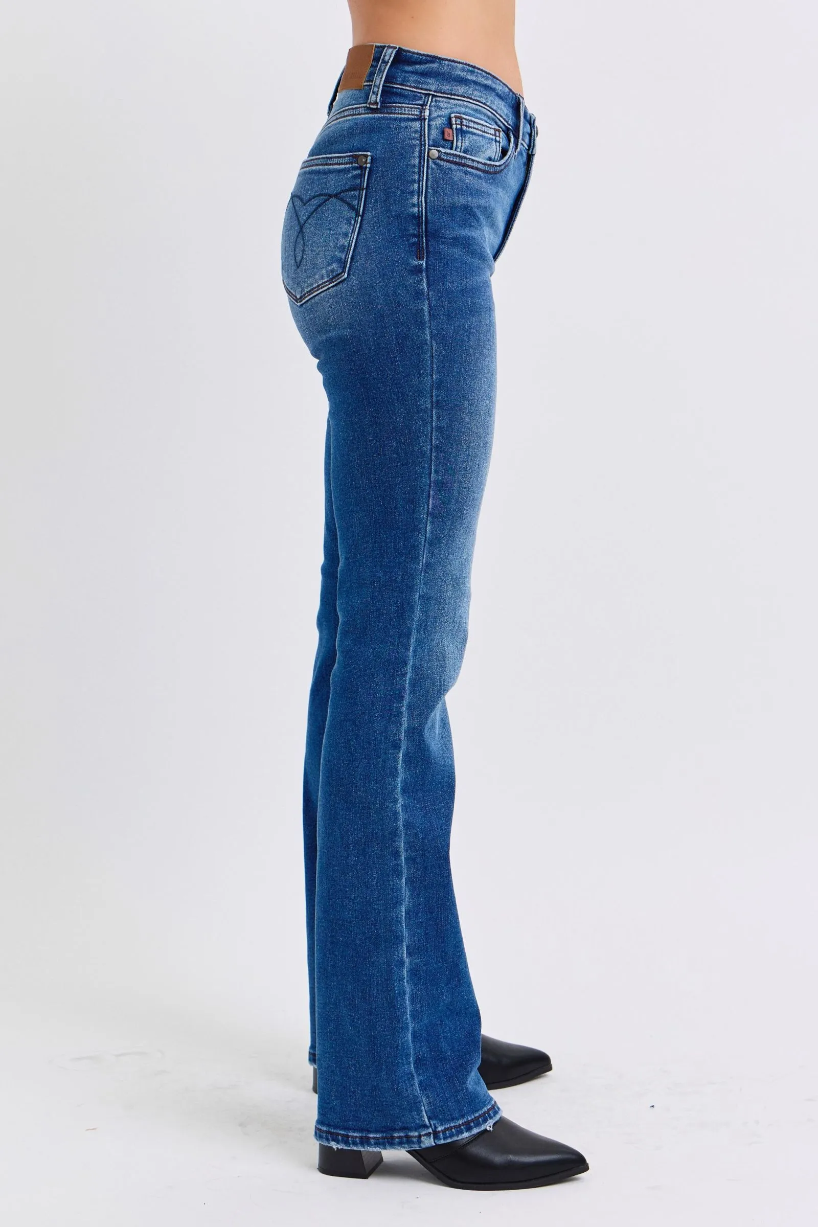 Mid-Rise Bootcut Jeans with Thermal Lining