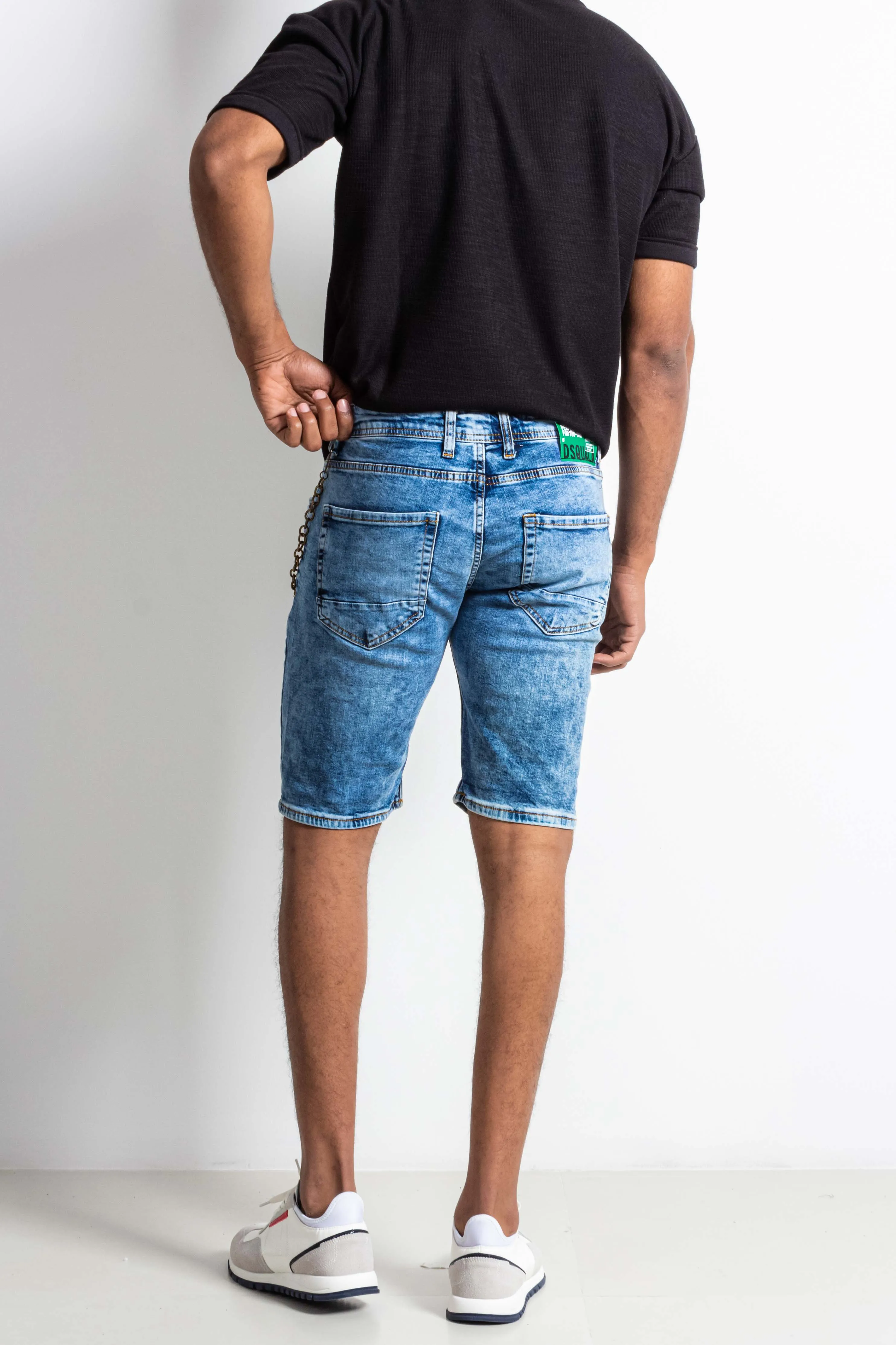 RIPPED DENIM BERMUDA SHORTS