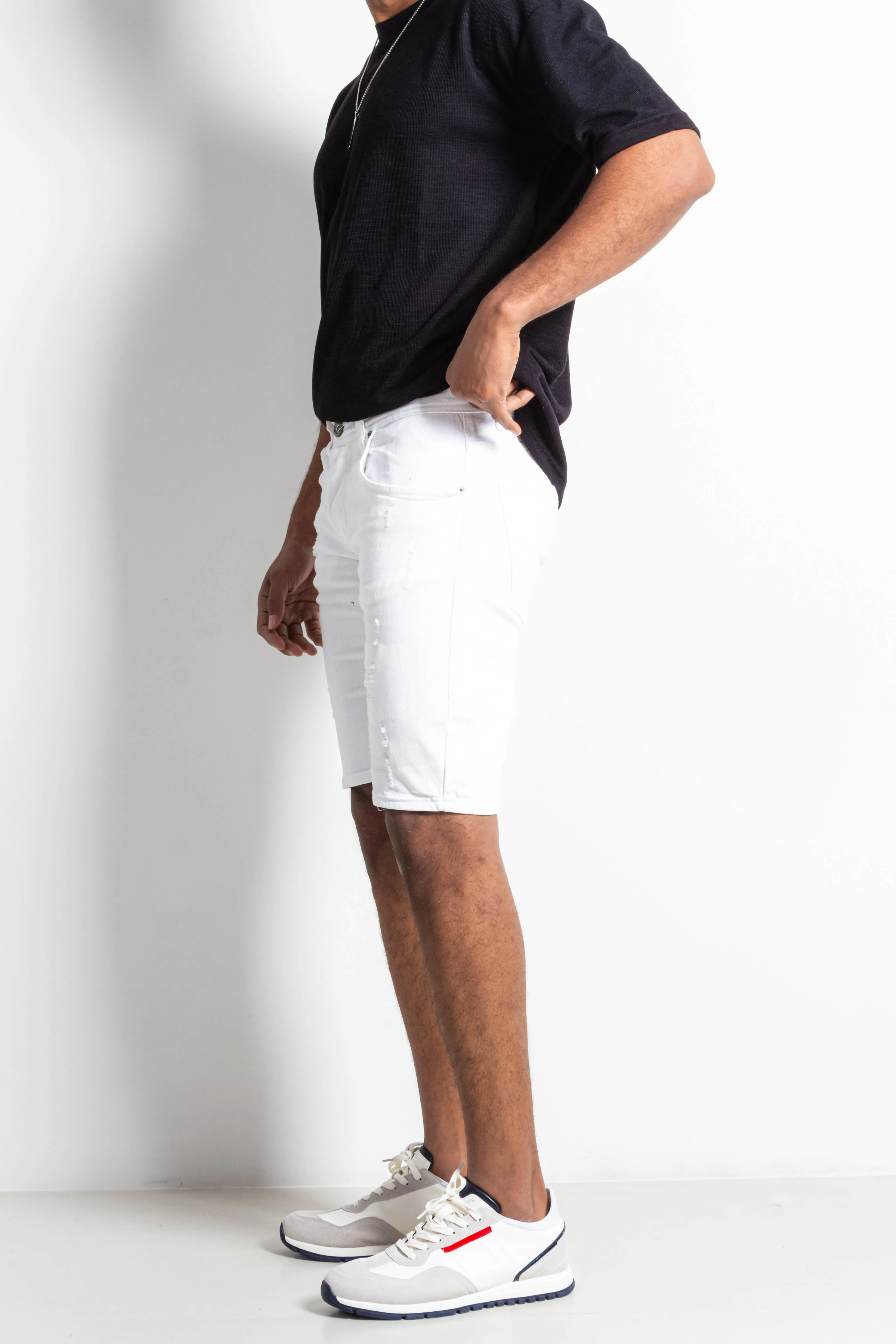 RIPPED DENIM BERMUDA SHORTS