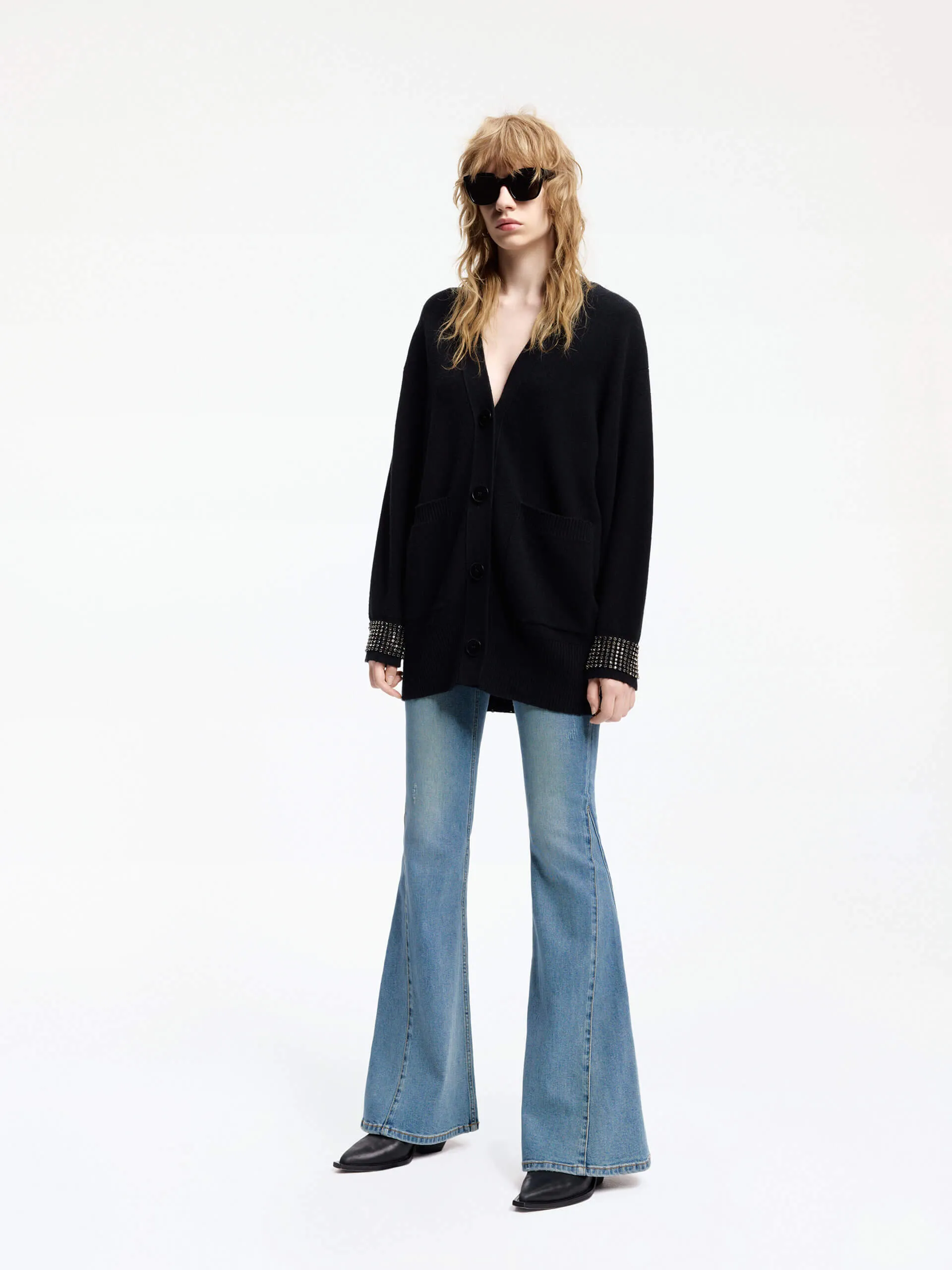 Side Paneled Flared Jeans