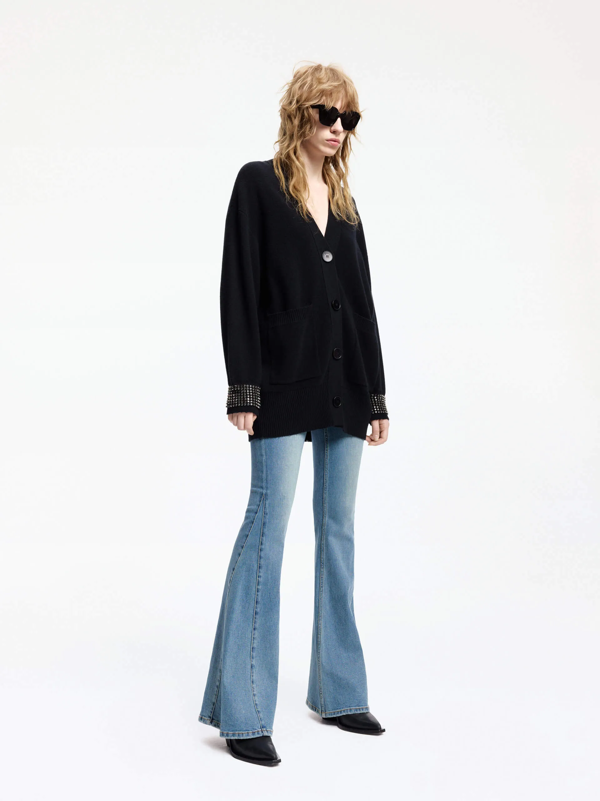 Side Paneled Flared Jeans