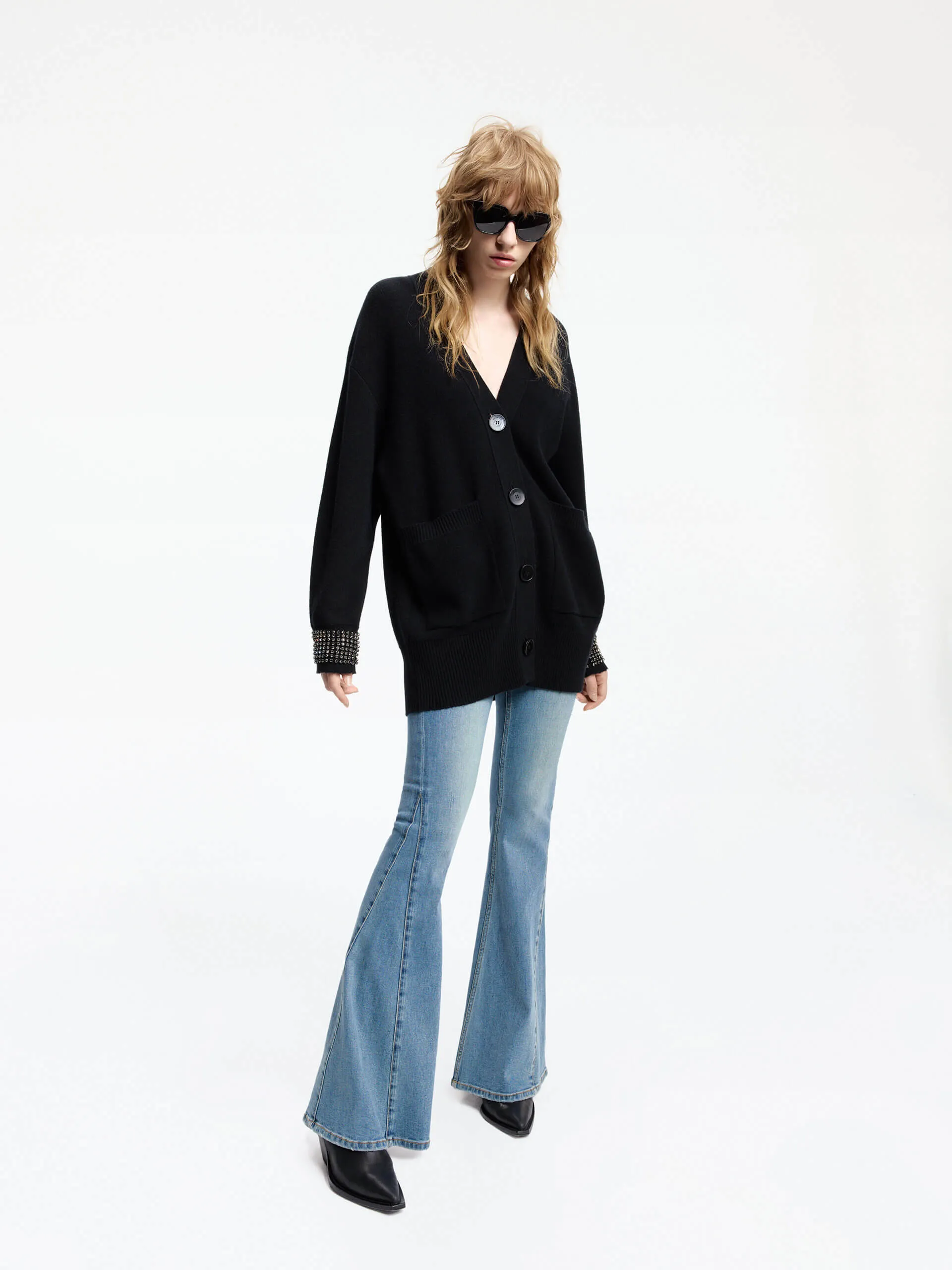 Side Paneled Flared Jeans