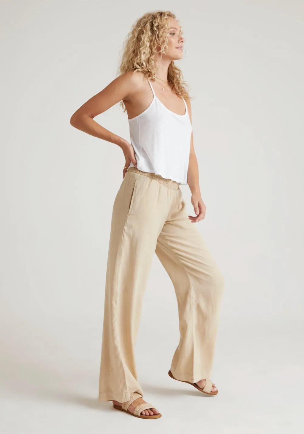 Smocked Waist Wide Leg Pant