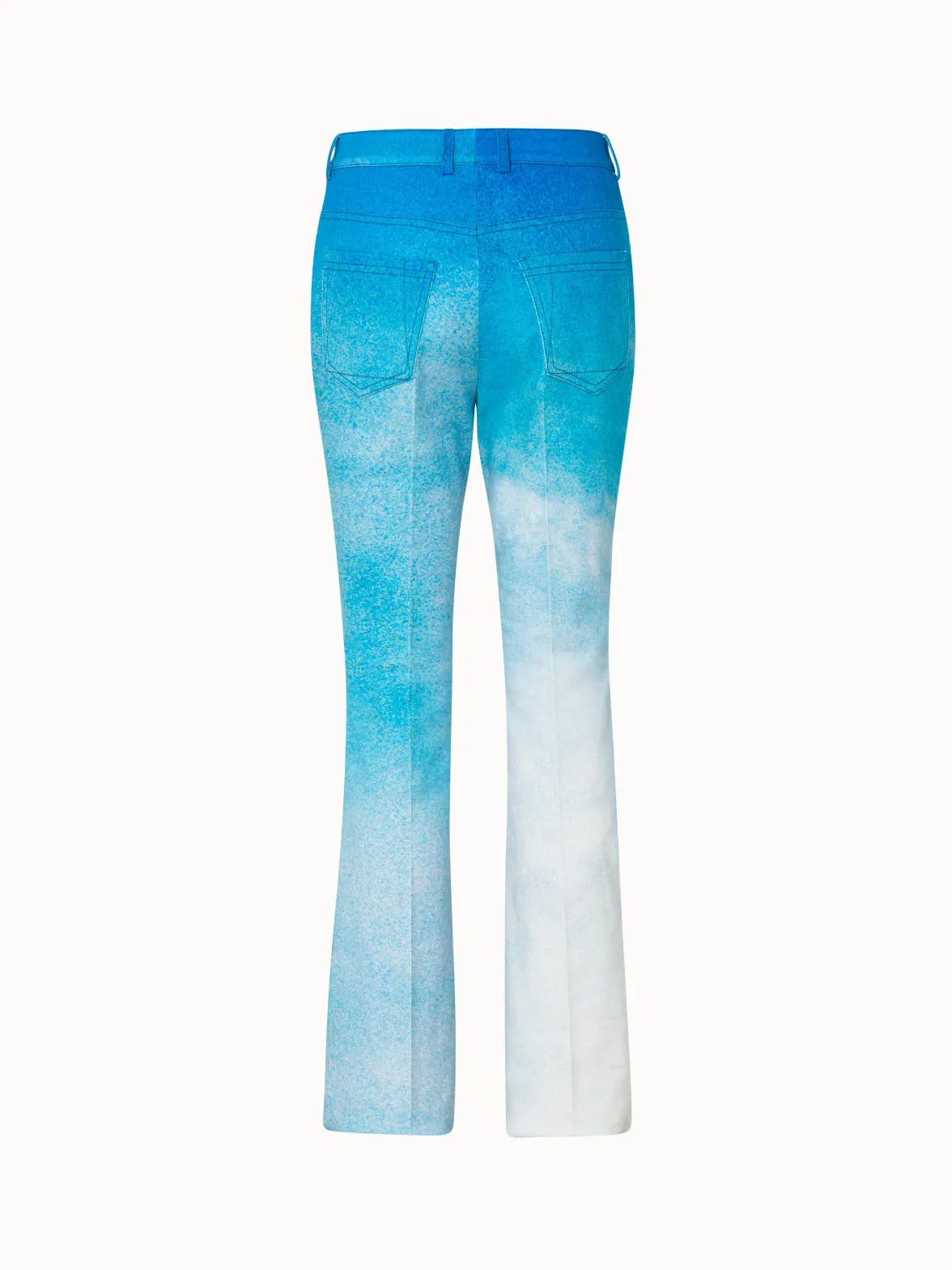 St.Gallen Sky Print Cotton Stretch Denim Bootcut Pants
