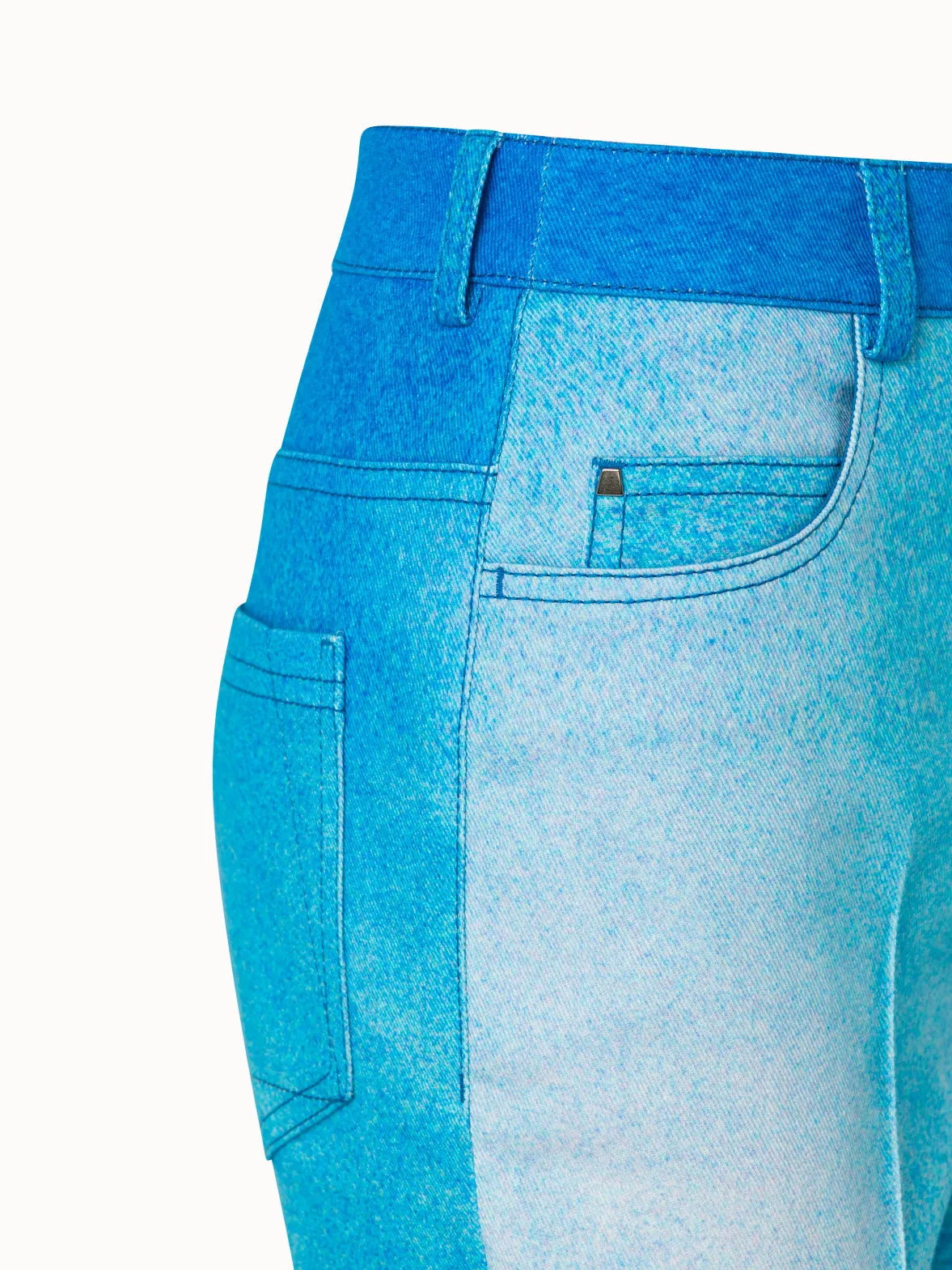 St.Gallen Sky Print Cotton Stretch Denim Bootcut Pants