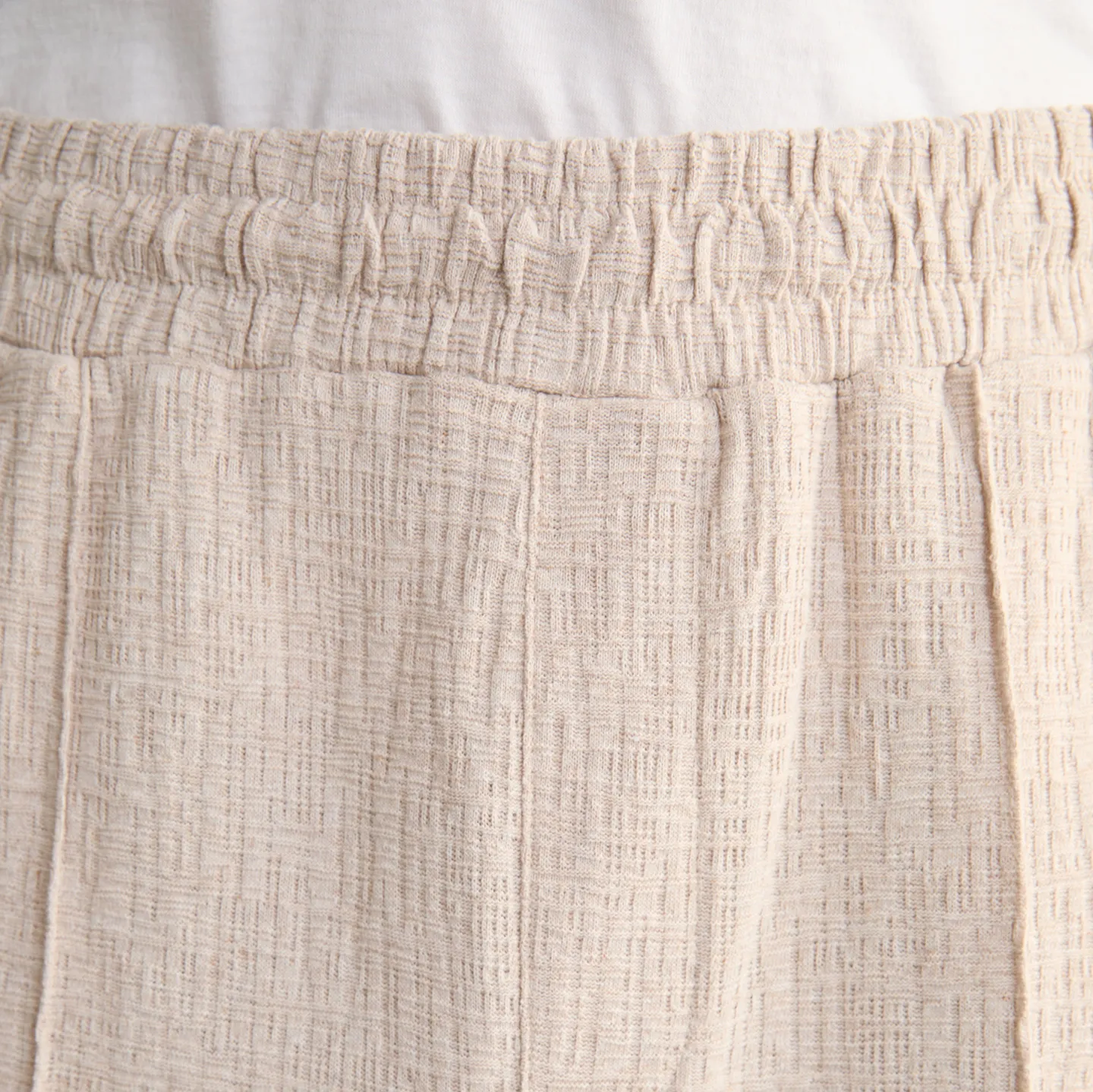 Structured Shorts with Pintuck Details - Beige
