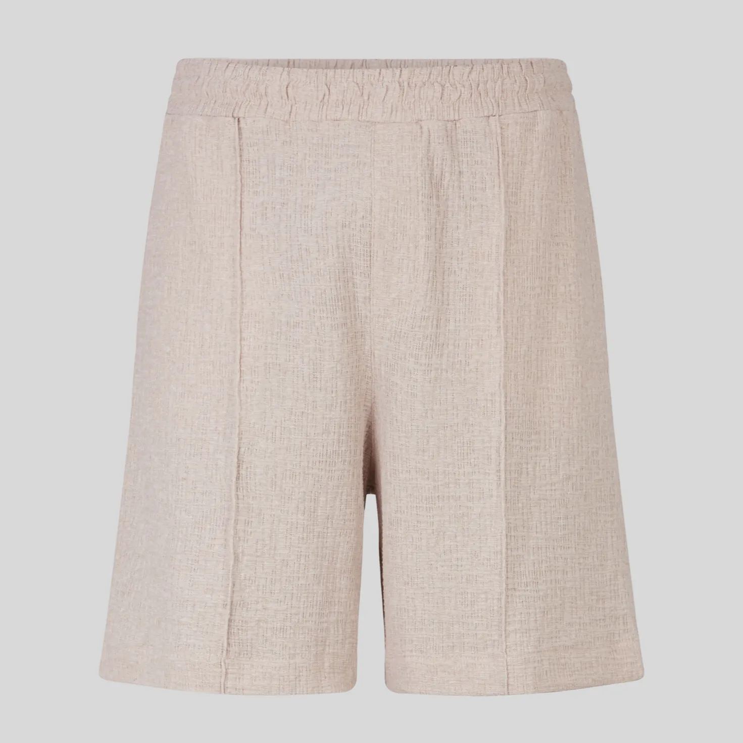 Structured Shorts with Pintuck Details - Beige