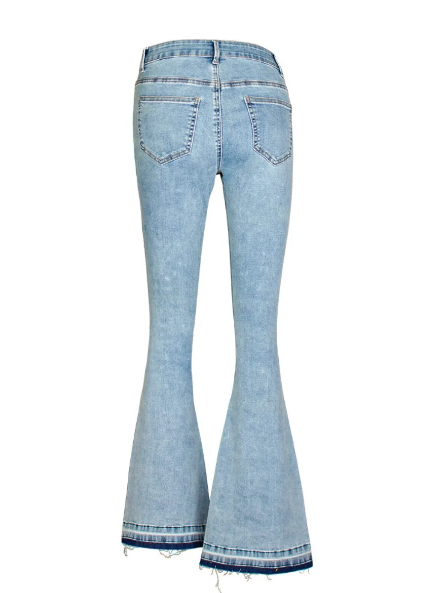 Stylish Exquisite Embroidered Slim-fit Flared Jeans
