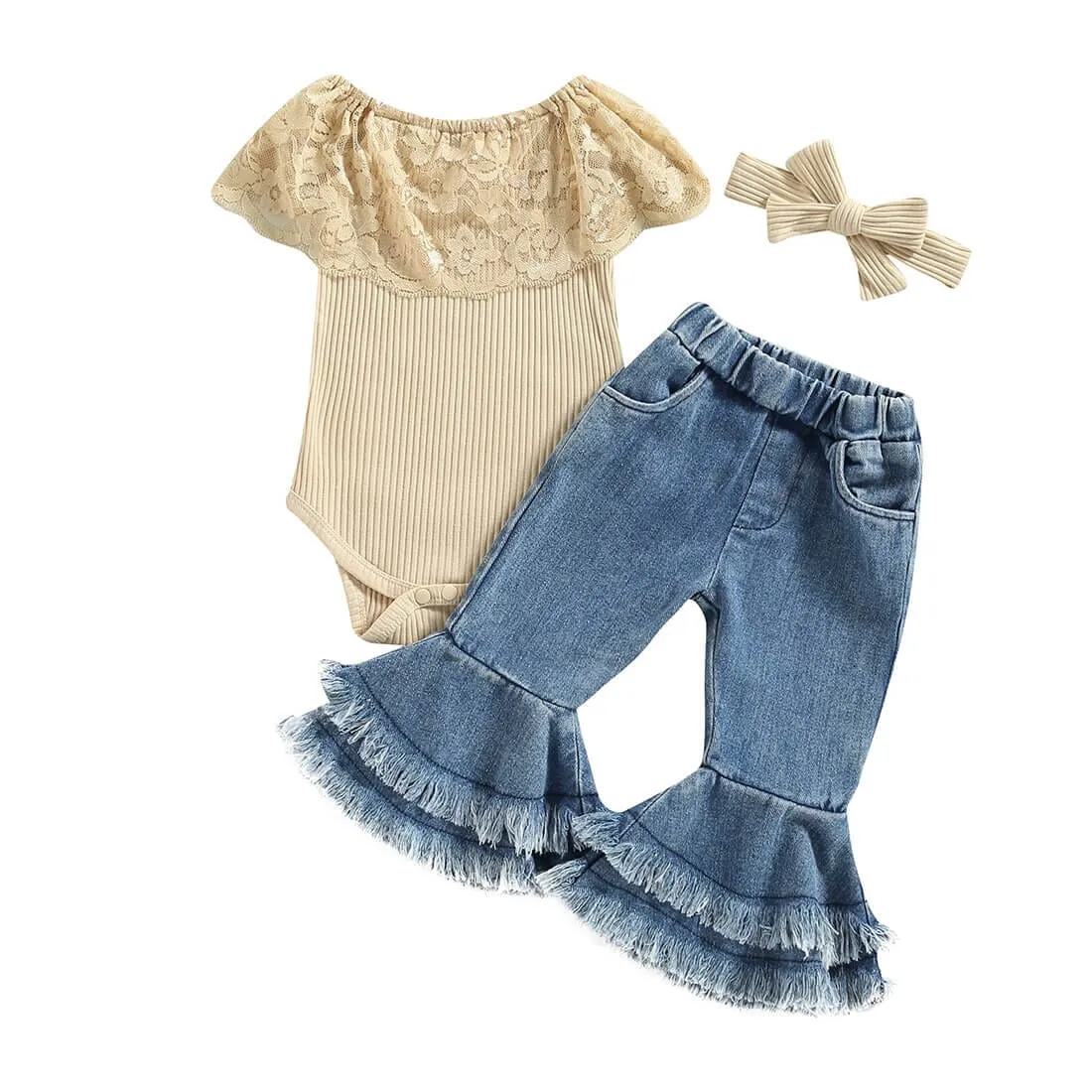 Tassel Flared Jeans Baby Set