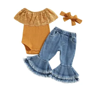 Tassel Flared Jeans Baby Set