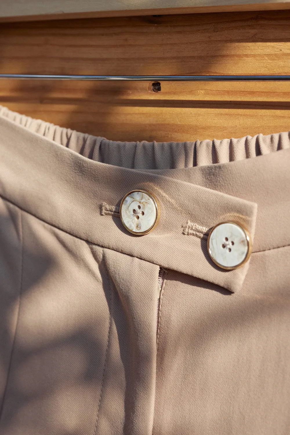 V-waist with back high slit trousers