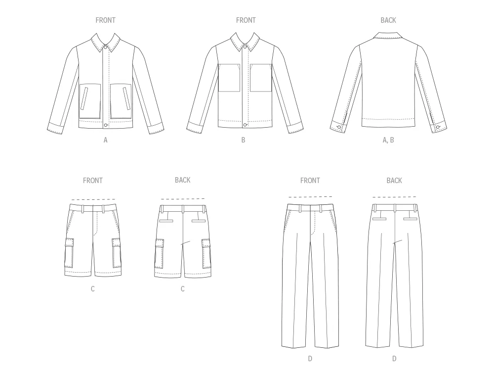 Vogue Sewing Pattern 2022 Men's Jackets, Shorts and Trousers