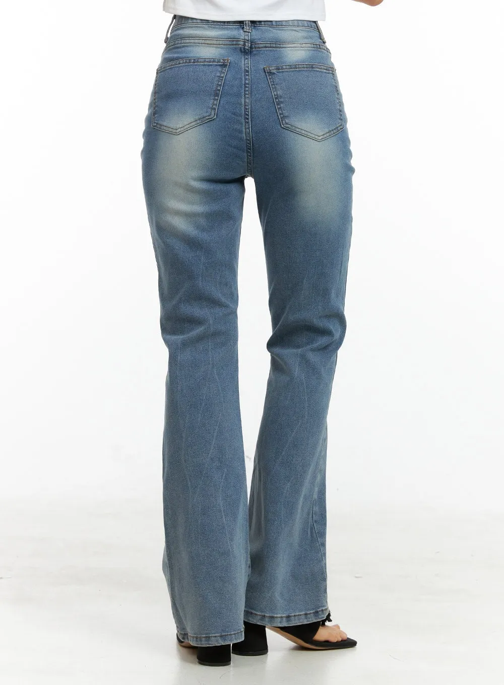 Washed Denim Bootcut Jeans OL402
