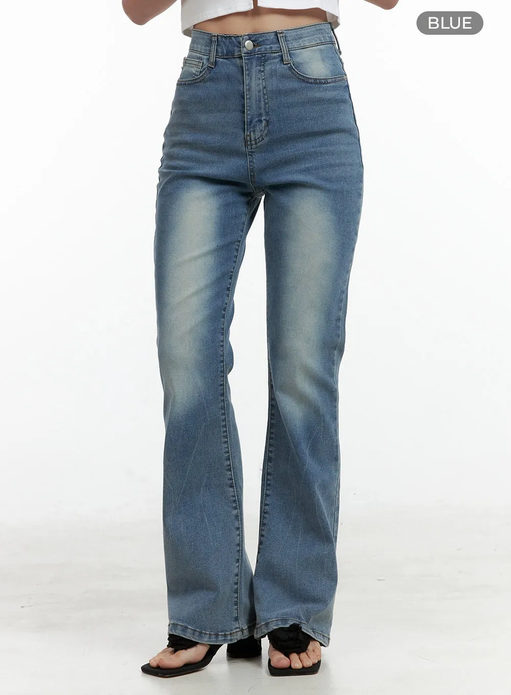 Washed Denim Bootcut Jeans OL402