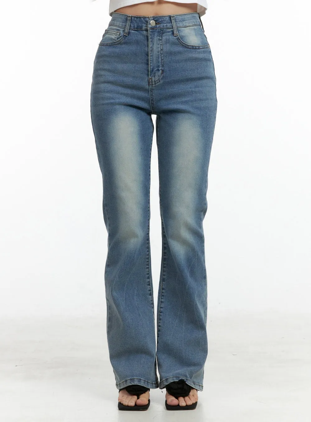 Washed Denim Bootcut Jeans OL402