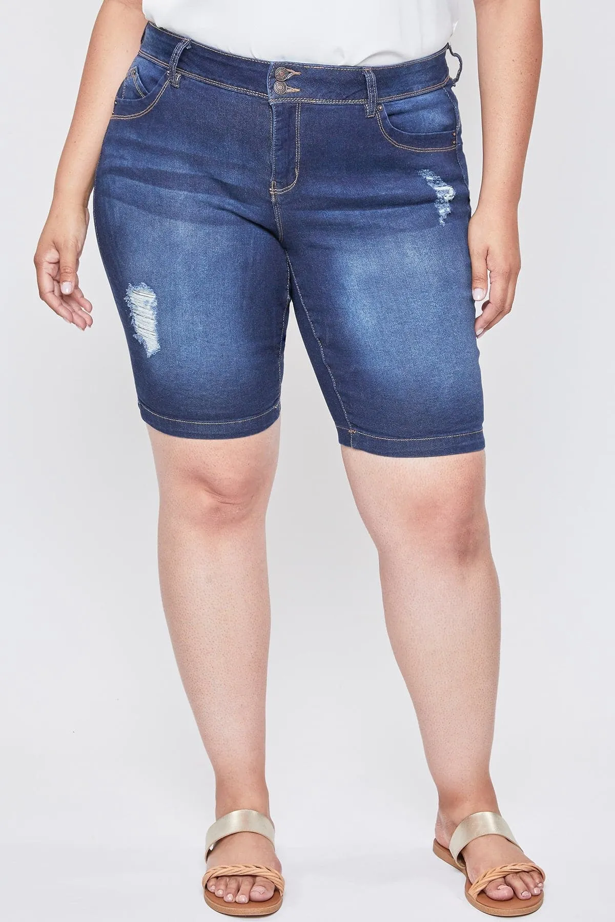 Women's Plus Size 2-Button Bermuda Shorts